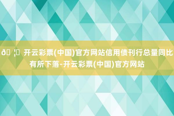 🦄开云彩票(中国)官方网站信用债刊行总量同比有所下落-开云彩票(中国)官方网站