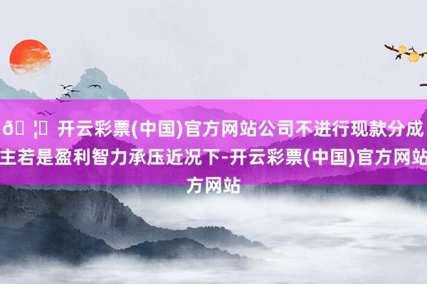 🦄开云彩票(中国)官方网站公司不进行现款分成主若是盈利智力承压近况下-开云彩票(中国)官方网站