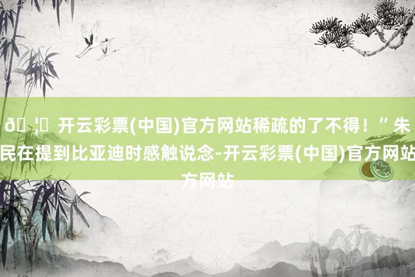 🦄开云彩票(中国)官方网站稀疏的了不得！”朱民在提到比亚迪时感触说念-开云彩票(中国)官方网站
