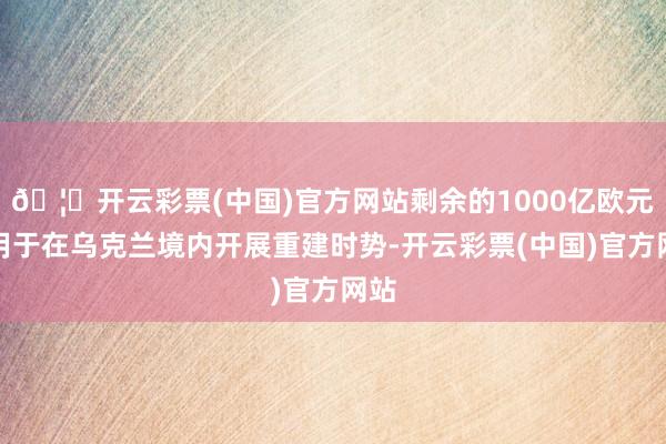 🦄开云彩票(中国)官方网站剩余的1000亿欧元将用于在乌克兰境内开展重建时势-开云彩票(中国)官方网站